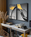 Quadro Decorativo Impressionante: Origami Celestial - quadros decorativos para sala 2 Telas, abstrato - em ambiente decorado