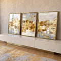 Quadro Decorativo: Fusão de Ouro e Branco, Toque Minimalista em ambiente decorado - quadros decorativos para sala
