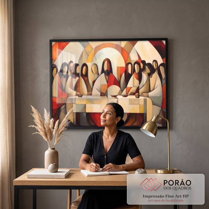 Quadro Decorativo Santa Ceia 3 - Arte em Canvas para Ambientes Sofisticados em escritorio moderno - quadros decorativos para sala
