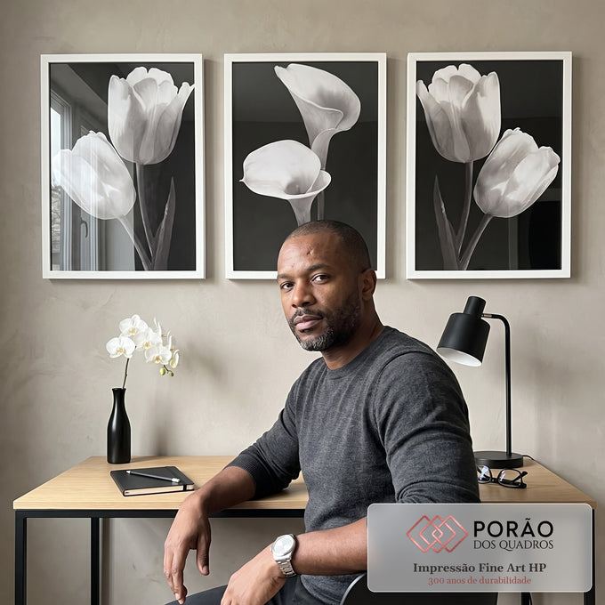 Quadro Decorativo: Elegância Minimalista em Preto e Branco em escritorio moderno - quadros decorativos para sala