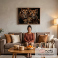 Quadro Decorativo Magnífica Família de Leões em sala de estar moderna - quadros decorativos para sala