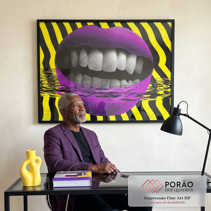 Quadro Decorativo Boca Vibrante em escritorio moderno - quadros decorativos para sala
