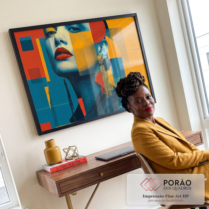 Quadro Decorativo Mulher Moderna em escritorio moderno - quadros decorativos para sala