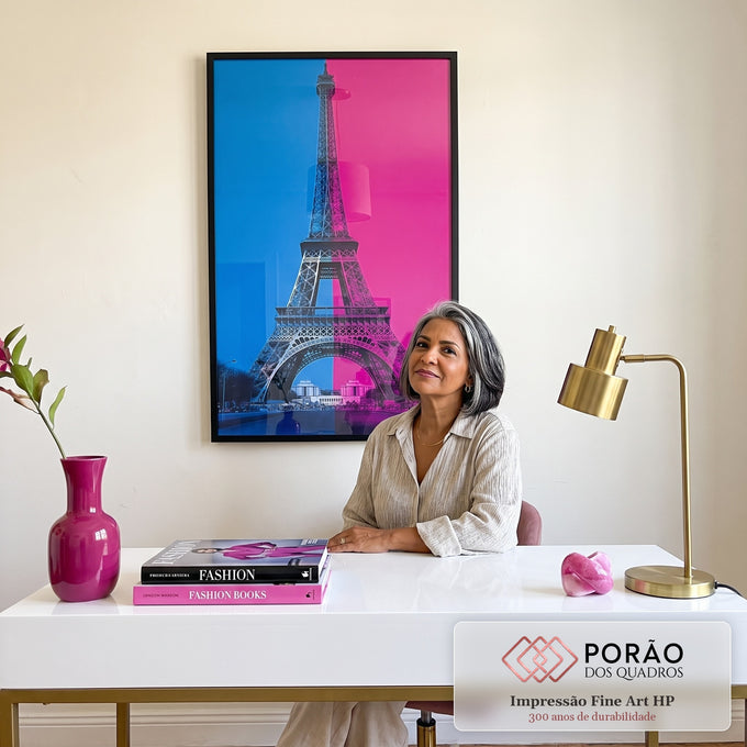 Quadro Decorativo Torre Eiffel Moderna em escritorio moderno - quadros decorativos para sala