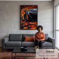 Quadro Decorativo Supercarro em Bosque Outonal em sala de estar moderna - quadros decorativos para sala