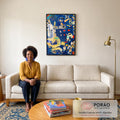 Quadro Decorativo Minimalista Azul e Vibrante em sala de estar moderna - quadros decorativos para sala