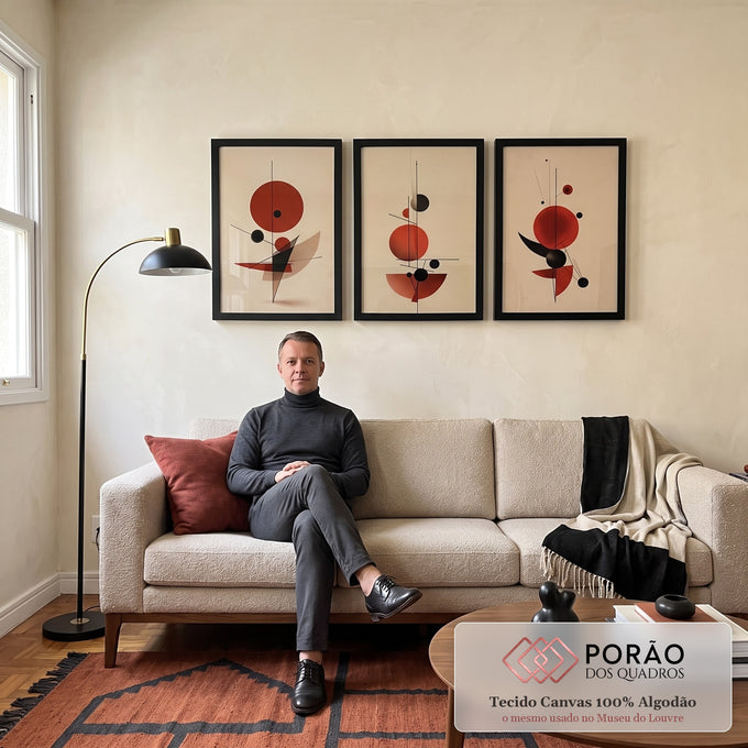 Quadro Decorativo Geométrico Vibrante em sala de estar moderna - quadros decorativos para sala