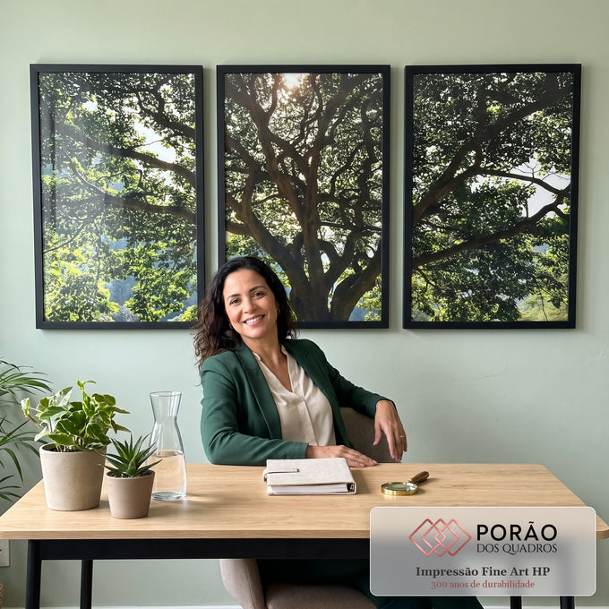 Quadro Decorativo Serenidade Verde: Respire Paz em escritorio moderno - quadros decorativos para sala