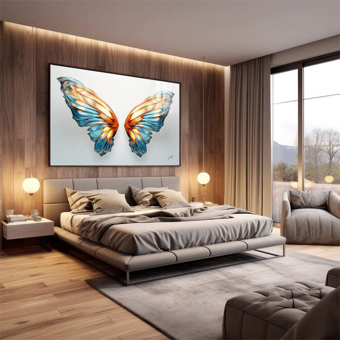 Quadro Decorativo Asas Efervescentes - quadros decorativos 1 Tela, 1 Tela Horizontal - em escritorio elegante