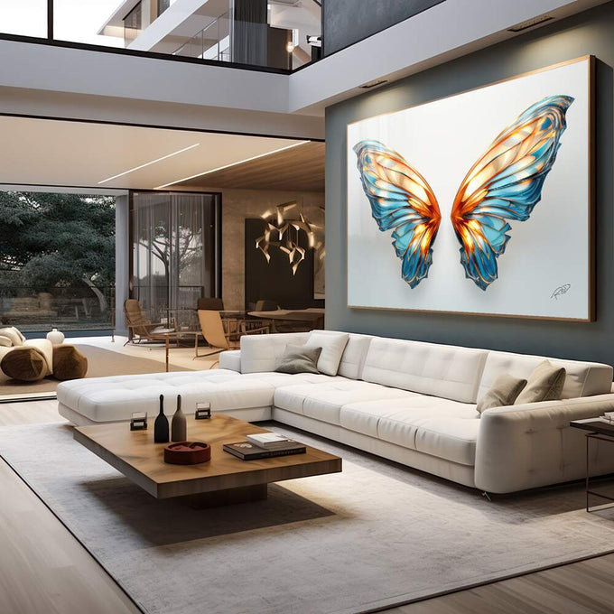 Quadro Decorativo Asas Efervescentes - quadros decorativos para sala 1 Tela, 1 Tela Horizontal - em living room premium