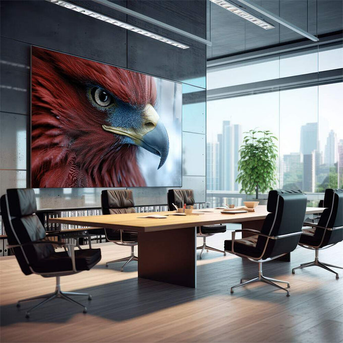 Quadro Decorativo Impactante: O Foco do Falcão - quadros decorativos para sala 1 Tela, 1 Tela Horizontal - em quarto contemporaneo