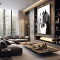 Quadro Decorativo Casal de Cavalos - Amor e Esperança em Sua Parede - quadros decorativos 1 Tela Vertical, 3 Telas - em sala moderna