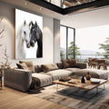 Quadro Decorativo Casal de Cavalos - Amor e Esperança em Sua Parede - quadros decorativos para sala 1 Tela Vertical, 3 Telas - em living room premium