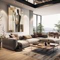 Quadro Decorativo Abstrato Casal - quadros decorativos para sala 1 Tela Vertical, 3 Telas - em quarto contemporaneo