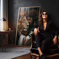 Quadro Decorativo Leão ao Lado de Jesus Cristo - quadros decorativos para sala 1 Tela Vertical, 3 Telas - em living room premium