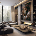 Quadro Decorativo Leão ao Lado de Jesus Cristo - quadros decorativos 1 Tela Vertical, 3 Telas - em sala moderna