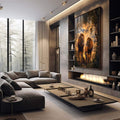Quadro Decorativo Família Leão e Filhotes - Amor e Conexão em Cada Traço - quadros decorativos 1 Tela Vertical, 3 Telas - em escritorio elegante