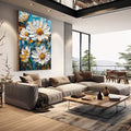 Quadro Decorativo Flores Abstratas - quadros decorativos para sala 1 Tela Vertical, 3 Telas - em living room premium