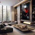 Quadro Decorativo Olhares do Espaço - Emoções em Cada Detalhe - quadros decorativos 1 Tela Vertical, 3 Telas - em sala moderna