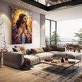 Quadro Decorativo Espiritual Jesus - Arte da Esperança - quadros decorativos 1 Tela Vertical, 3 Telas - em sala moderna
