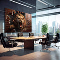 Quadro Decorativo Leão: Quebrando Parede Raivoso - quadros decorativos 1 Tela, 1 Tela Horizontal - em sala moderna