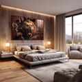 Quadro Decorativo Leão: Quebrando Parede Raivoso - quadros decorativos para sala 1 Tela, 1 Tela Horizontal - em quarto contemporaneo