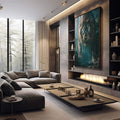 Quadro Decorativo Olhar de Leão - Arte Emocional Para Seu Espaço - quadros decorativos 1 Tela Vertical, 3 Telas - em sala moderna