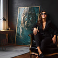 Quadro Decorativo Olhar de Leão - Arte Emocional Para Seu Espaço - quadros decorativos para sala 1 Tela Vertical, 3 Telas - em quarto contemporaneo