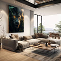 Quadro Decorativo Leão Radiante - Força e Beleza para Sua Casa - quadros decorativos 1 Tela Vertical, 3 Telas - em sala moderna