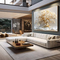 Quadro Decorativo Arvore da Vida em Dourado - Arte que Inspira - quadros decorativos 1 Tela, 1 Tela Horizontal - em sala moderna