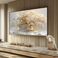 Quadro Decorativo Arvore da Vida em Dourado - Arte que Inspira - quadros decorativos para sala 1 Tela, 1 Tela Horizontal - em ambiente decorado