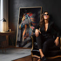 Quadro Decorativo: Cavalo Colorido Surreal - Único - quadros decorativos para sala 1 Tela Vertical, 3 Telas - em quarto contemporaneo