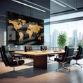 Quadro Decorativo: Mapa Mundi Elegante em Ouro e Preto - quadros decorativos para sala 1 Tela, 1 Tela Horizontal - em quarto contemporaneo