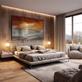 Quadro Decorativo Mar ao Pôr do Sol: Beleza Serena - quadros decorativos para sala 1 Tela, 1 Tela Horizontal - em quarto contemporaneo