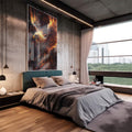 Quadro Decorativo Águia em Chamas: Poder e Liberdade - quadros decorativos 1 Tela Vertical, 3 Telas - em escritorio elegante