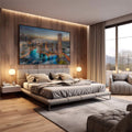 Quadro Decorativo: Esplendor de Dubai no Pôr do Sol - quadros decorativos 1 Tela, 1 Tela Horizontal - em escritorio elegante