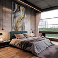 Quadro Decorativo Abstrato Golden: Luxo e Sofisticação - quadros decorativos 1 Tela Vertical, 3 Telas - em escritorio elegante