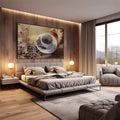 Quadro Decorativo Xícara com Croissant: Inspire-se! - quadros decorativos 1 Tela, 1 Tela Horizontal - em escritorio elegante