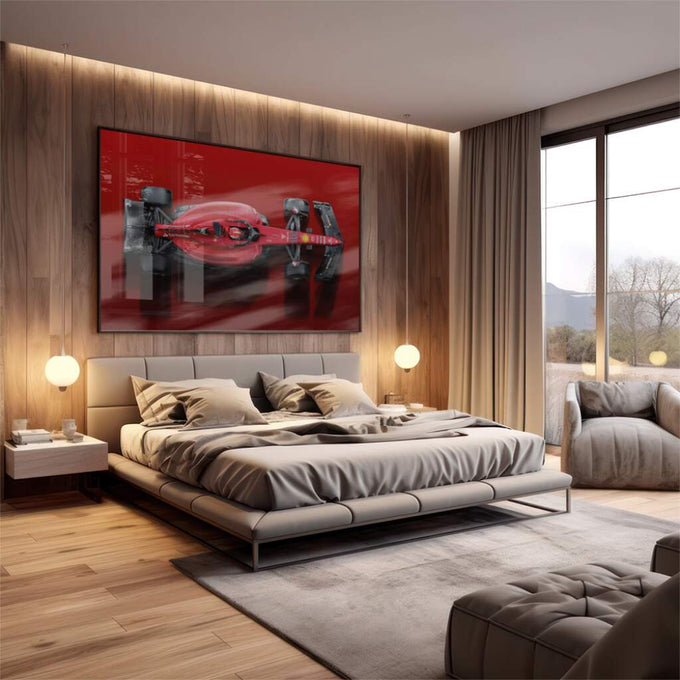 Quadro Decorativo Carro de Corrida: Velocidade e Estilo - quadros decorativos 1 Tela, 1 Tela Horizontal - em escritorio elegante
