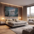 Quadro Decorativo Beijo Intenso: Amor e Paixão em Azul - quadros decorativos 1 Tela, 1 Tela Horizontal - em escritorio elegante