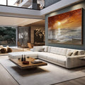 Quadro Decorativo Mar ao Pôr do Sol: Beleza Serena - quadros decorativos 1 Tela, 1 Tela Horizontal - em escritorio elegante