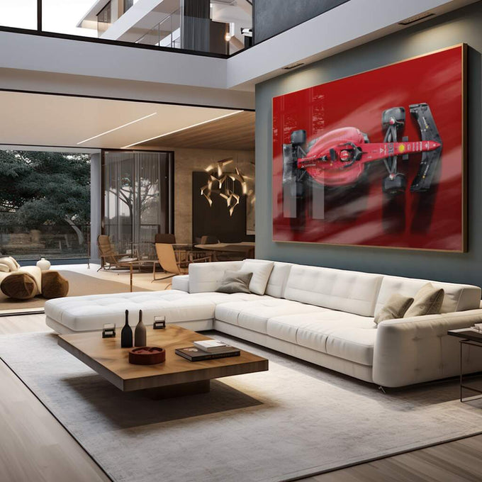 Quadro Decorativo Carro de Corrida: Velocidade e Estilo - quadros decorativos para sala 1 Tela, 1 Tela Horizontal - em living room premium