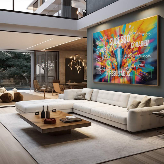 Quadro Decorativo Sucesso Motivacional: Inspire-se! - quadros decorativos para sala 1 Tela, 1 Tela Horizontal - em living room premium