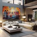 Quadro Decorativo Santa Ceia Geométrica: Toque Moderno - quadros decorativos 1 Tela, 1 Tela Horizontal - em sala moderna