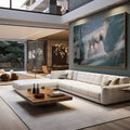 Quadro Decorativo Beijo Intenso: Amor e Paixão em Azul - quadros decorativos para sala 1 Tela, 1 Tela Horizontal - em living room premium
