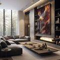 Quadro Decorativo Águia em Chamas: Poder e Liberdade - quadros decorativos 1 Tela Vertical, 3 Telas - em sala moderna