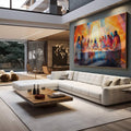 Quadro Decorativo Santa Ceia Geométrica: Toque Moderno - quadros decorativos para sala 1 Tela, 1 Tela Horizontal - em quarto contemporaneo