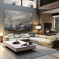 Quadro Decorativo Árvore da Vida Dourada: Luxo e Inspiração - quadros decorativos 1 Tela, 1 Tela Horizontal - em sala moderna