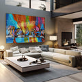 Quadro Decorativo Última Ceia Abstrata: Inspire-se! - quadros decorativos para sala 1 Tela, 1 Tela Horizontal - em quarto contemporaneo