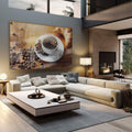 Quadro Decorativo Xícara com Croissant: Inspire-se! - quadros decorativos 1 Tela, 1 Tela Horizontal - em sala moderna